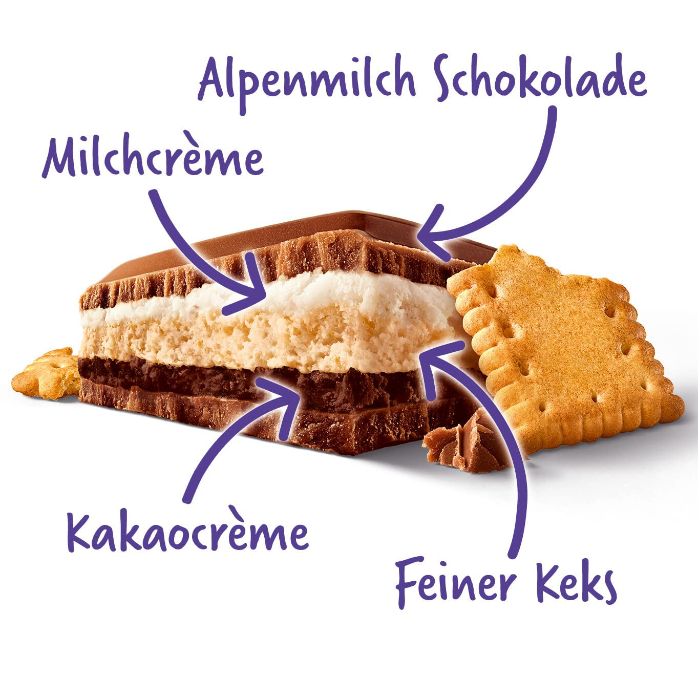 Milka Mmax Chocolade en Koekjes – Alpenmelkchocolade met melkroomvulling en knapperige stukjes koekjes – 300g