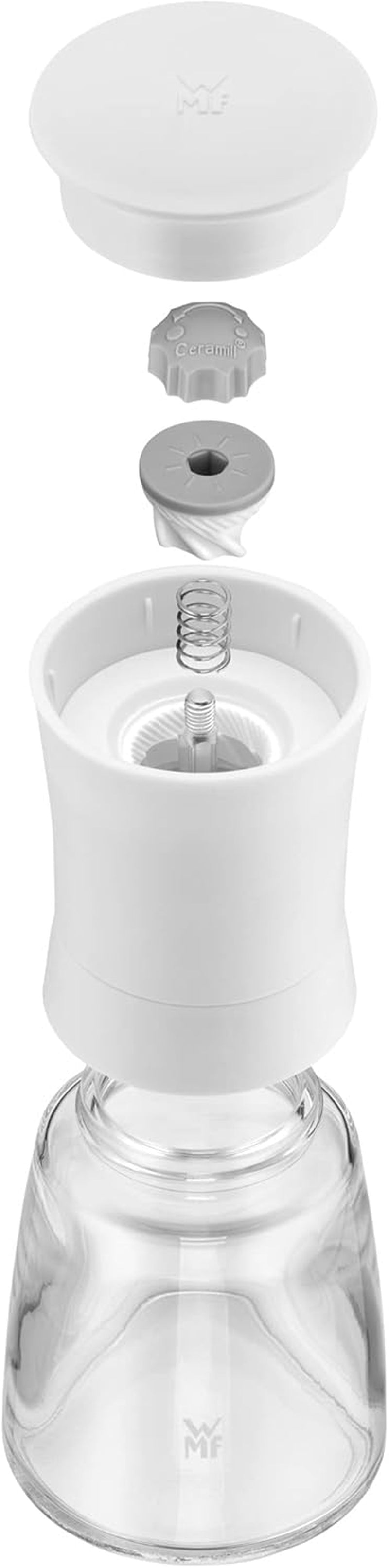 WMF Trend zout- of pepermolen 14 cm, zonder vulling, keramische molen, kunststof, glas, wit Grinders en Slicers Naty Shop