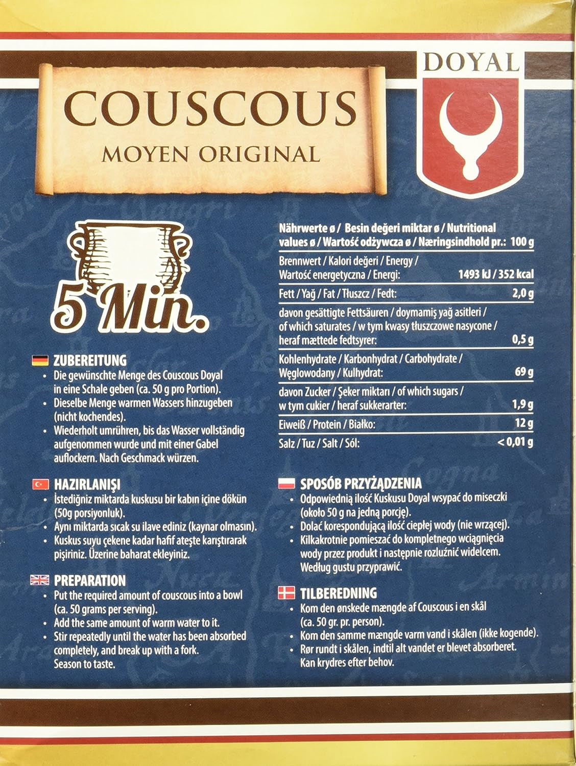 Couscous – Lichte en luchtige couscous met een lichte nootachtige smaak – Een typische Noord-Afrikaanse specialiteit – 1 x 500 g