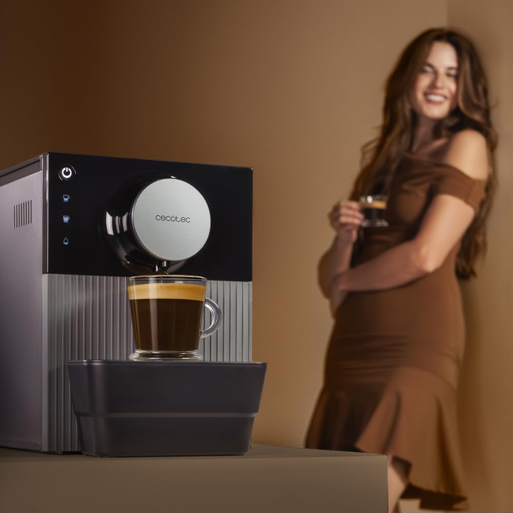 Cecotec Cremmaet Cube compacte espressomachine, 1350 W, perssysteem 10 g, pre-infusiesysteem, 19 bar, thermoblock-systeem, 5 maalstanden, touch-bedieningspaneel