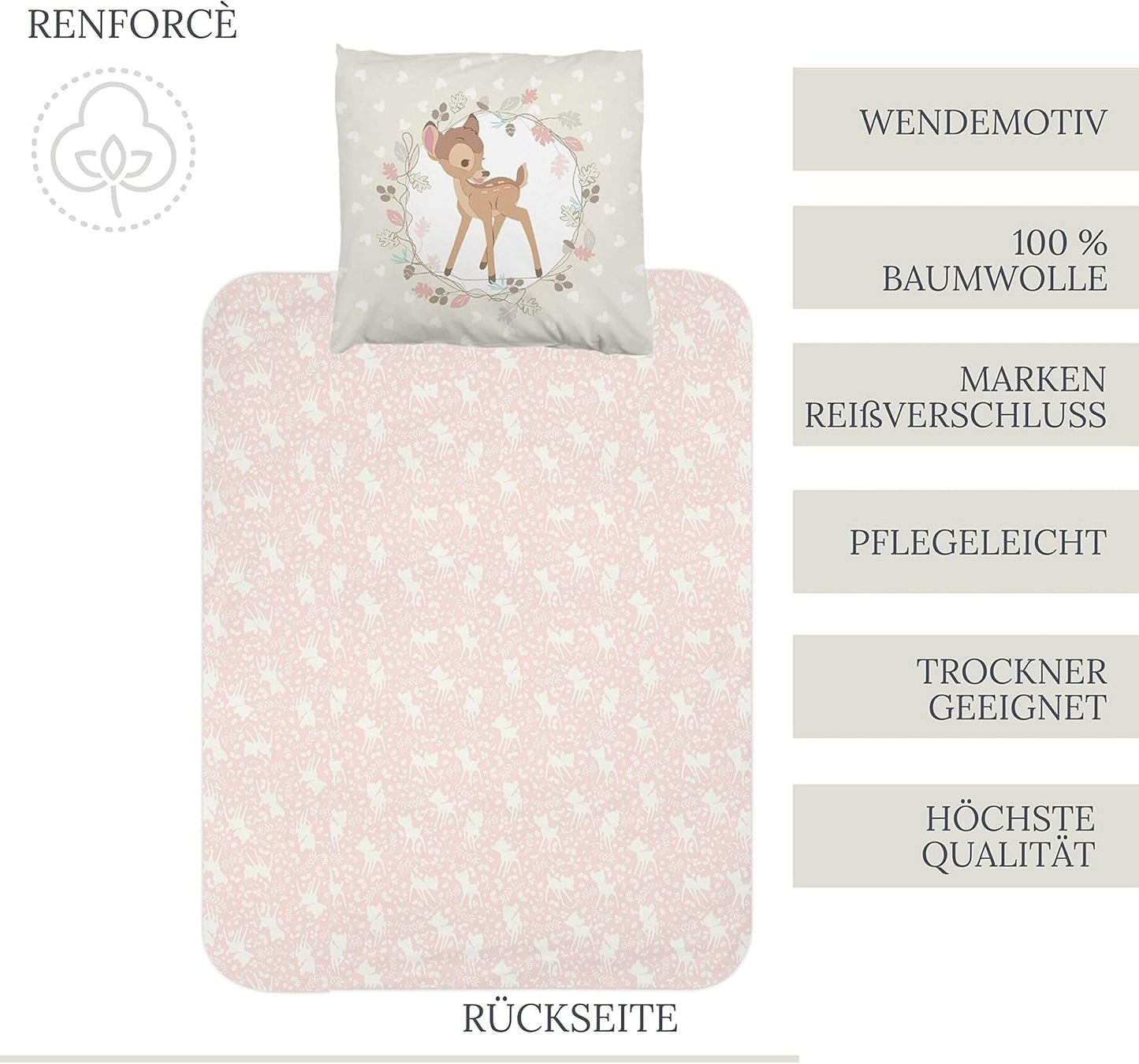 Beddengoed voor meisjes, Bambi, 100% katoen Beddengoed - kinderen Naty Shop