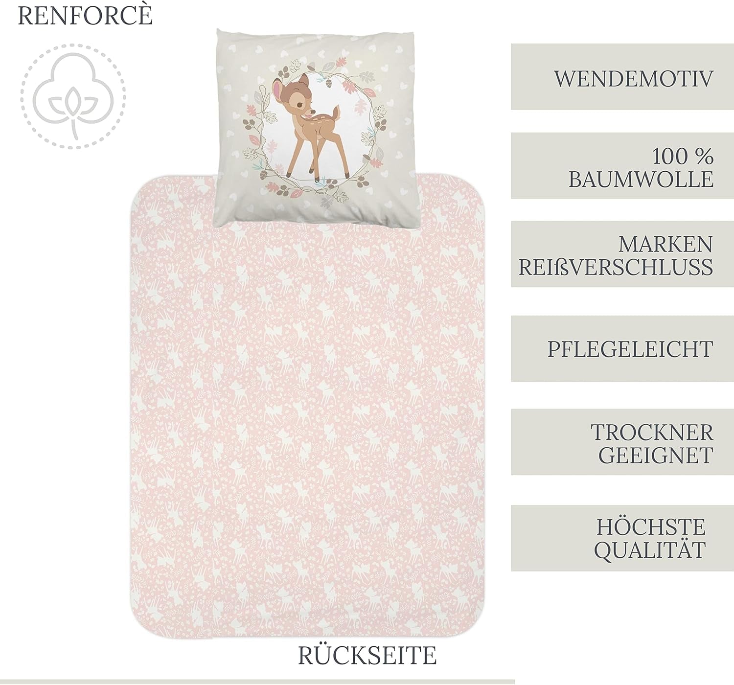 Beddengoed voor meisjes, Bambi, 100% katoen Beddengoed - kinderen Naty Shop