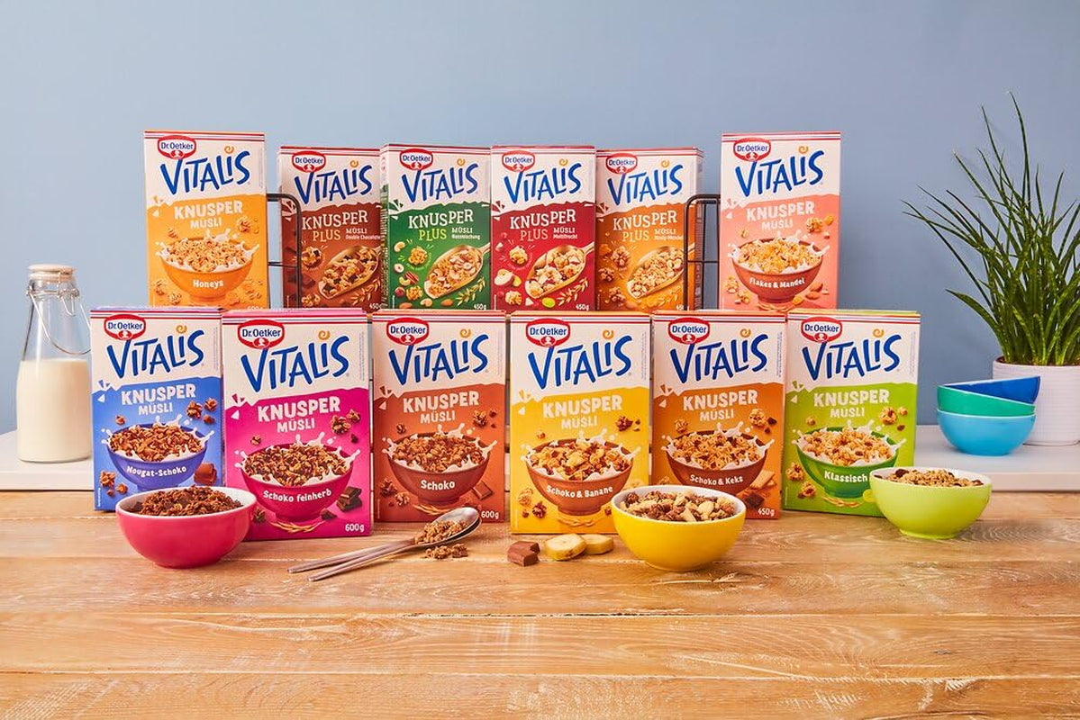 Dr. Oetker Vitalis Crunchy Honeys: Honing Crunchy Muesli voor ontbijt en snacks, 5-pack (5 x 600 g)