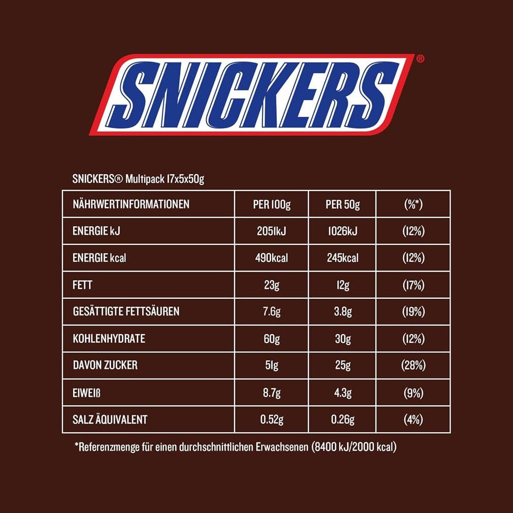 Snickers Chocoladereep Pinda Karamel 5 Reep | Snackvoetbal | (1x5x50g)