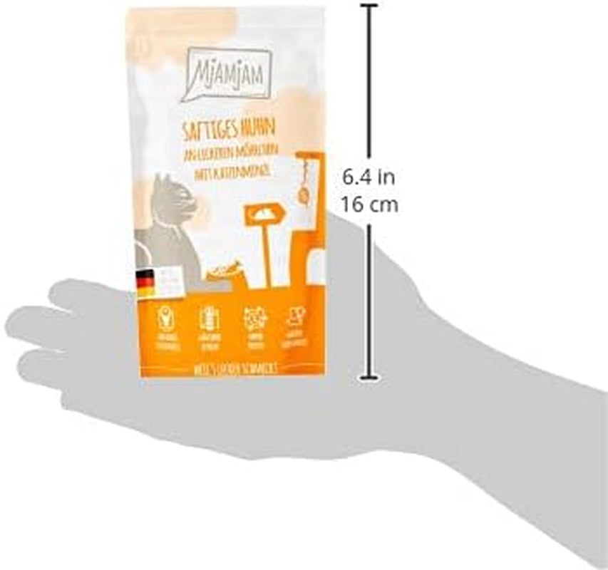 MjAMjAM - Premium Nat Kattenvoer - Knijpbaar zakje - Sappige Kip met Heerlijke Wortelen 12 Stuks (12 x 125g) Graanvrij met Extra Vlees