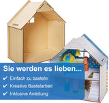 Baker Ross FN199 Bouw je eigen houten poppenhuis - 1-delig poppenhuisbouwpakket voor kinderknutselset