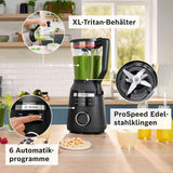 Highspeed-Standmixer Vitapower Serie 6 MMBD665B1, 45.000 U/Min, 6 Programma's Inkl Heiße Suppe & Reinigung, 2 L Mixbehälter, Stopfer, Spülmaschinenfeste Teile, Made in Europe, 1800W, Schwarz Kitchen Naty Shop