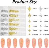 400 Stück Gold Silber Stern Nail Charms Nägel, 3D Metall Star Nagelkunst Decoraties, Star Nail Design Gemischt Grote Vorm Nägel Zubehör