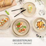 Moritz & Moritz CAVO steengoed servies voor 12 personen, 36-delig - Modern servies in zandkleur - Onderhoudsvriendelijke combinatieset met borden en schalen - Koffieservies