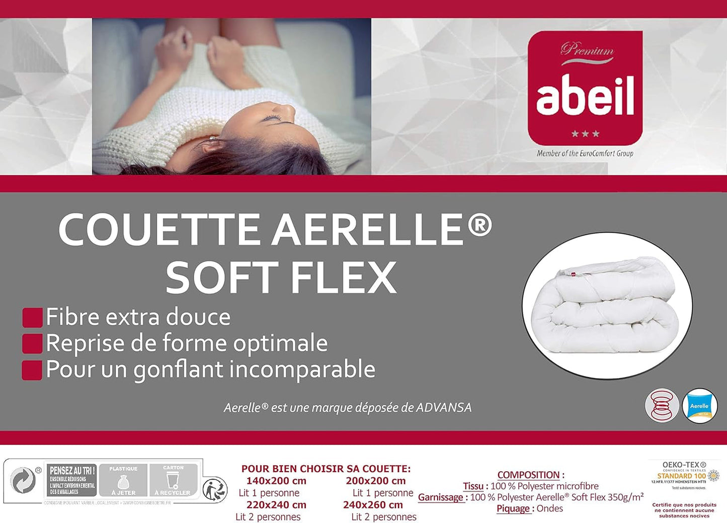 Soft Flex dekbed, polyester, wit, 240 X 260 cm Dekbedden en dekbedden Naty Shop