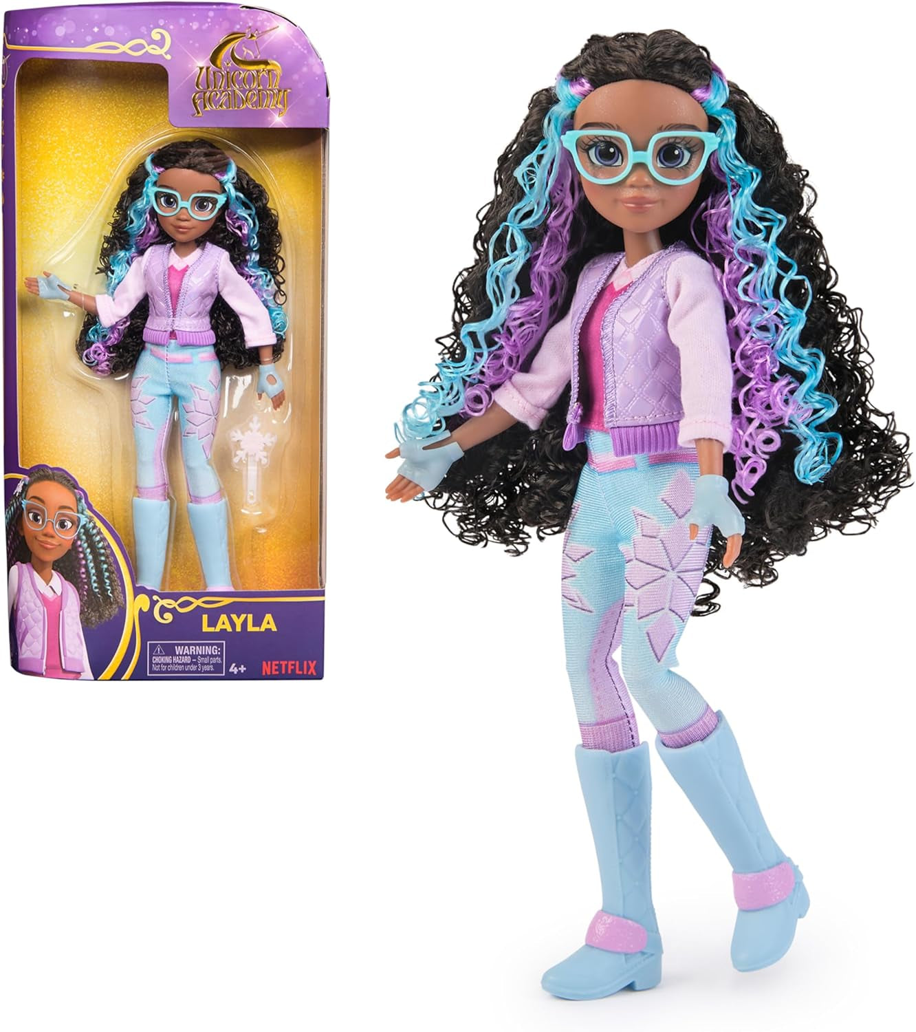 Unicorn Academy Deluxe Masked Ball Sophia - pop van 24 cm uit de populaire Netflix-serie met 2 outfits, klassiek aankleden en rollenspel, vanaf 4 jaar Naty Shop Dolls Layla Doll Dress Up