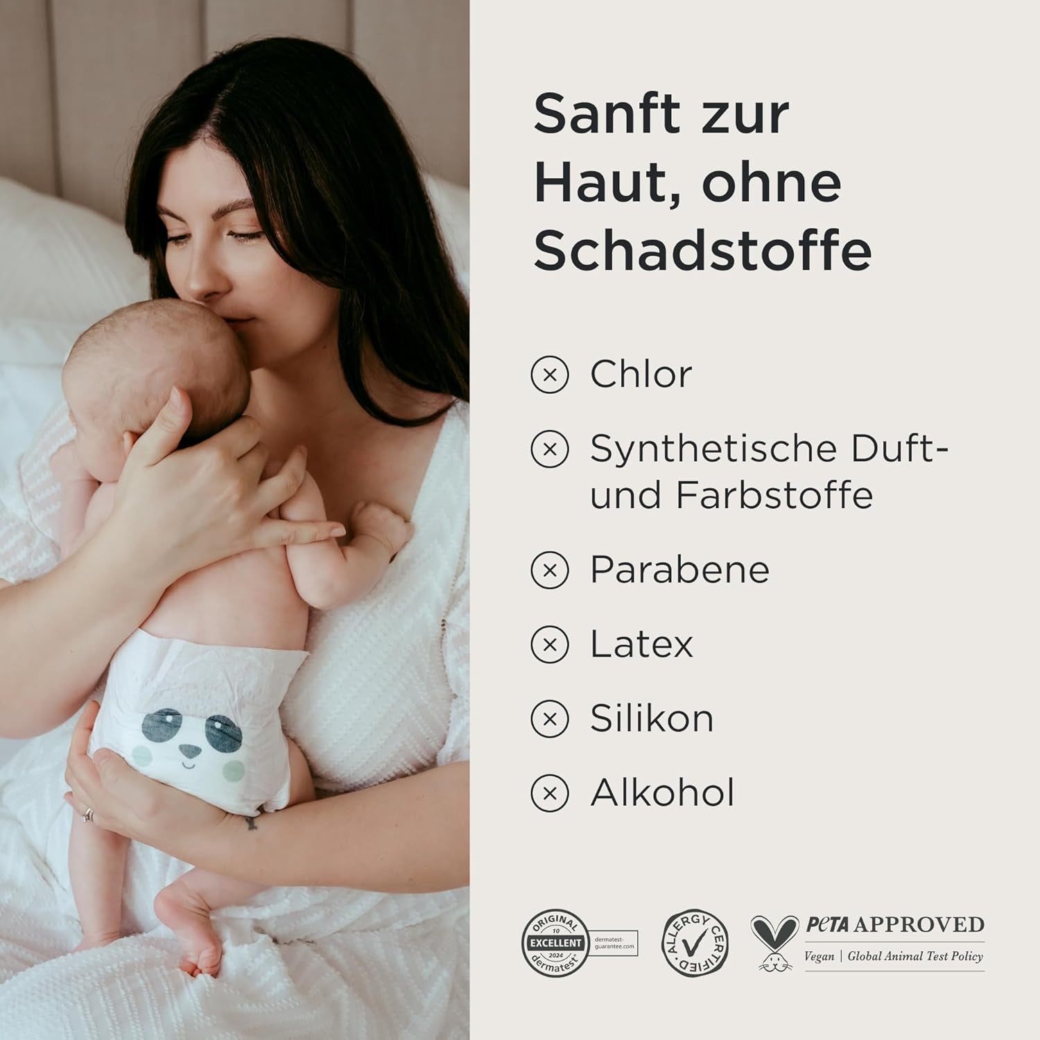 Kit & Kin Premium luiers, maat 4 (9-14 kg), 128 stuks, plantaardig en hypoallergeen, betrouwbare lekbescherming, veganistisch en dierproefvrij
