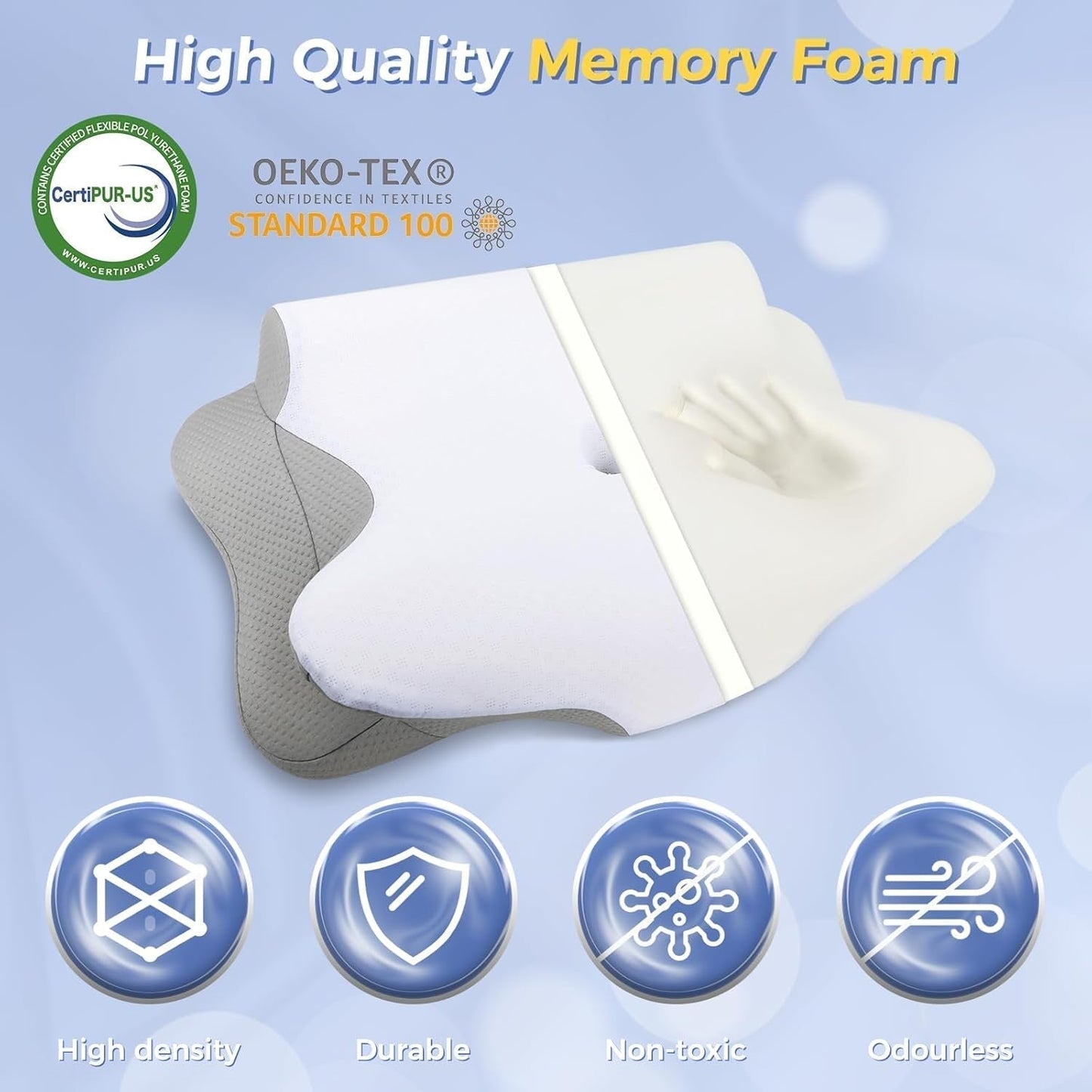 SAHEYER Nekkussen 2 in 1 Ergonomisch neksteunkussen en nekrolkussen Orthopedisch kussen voor zijslapers Memory Foam kussen voor zijslapers Rug- en buikorthopedische nekkussens Naty Shop