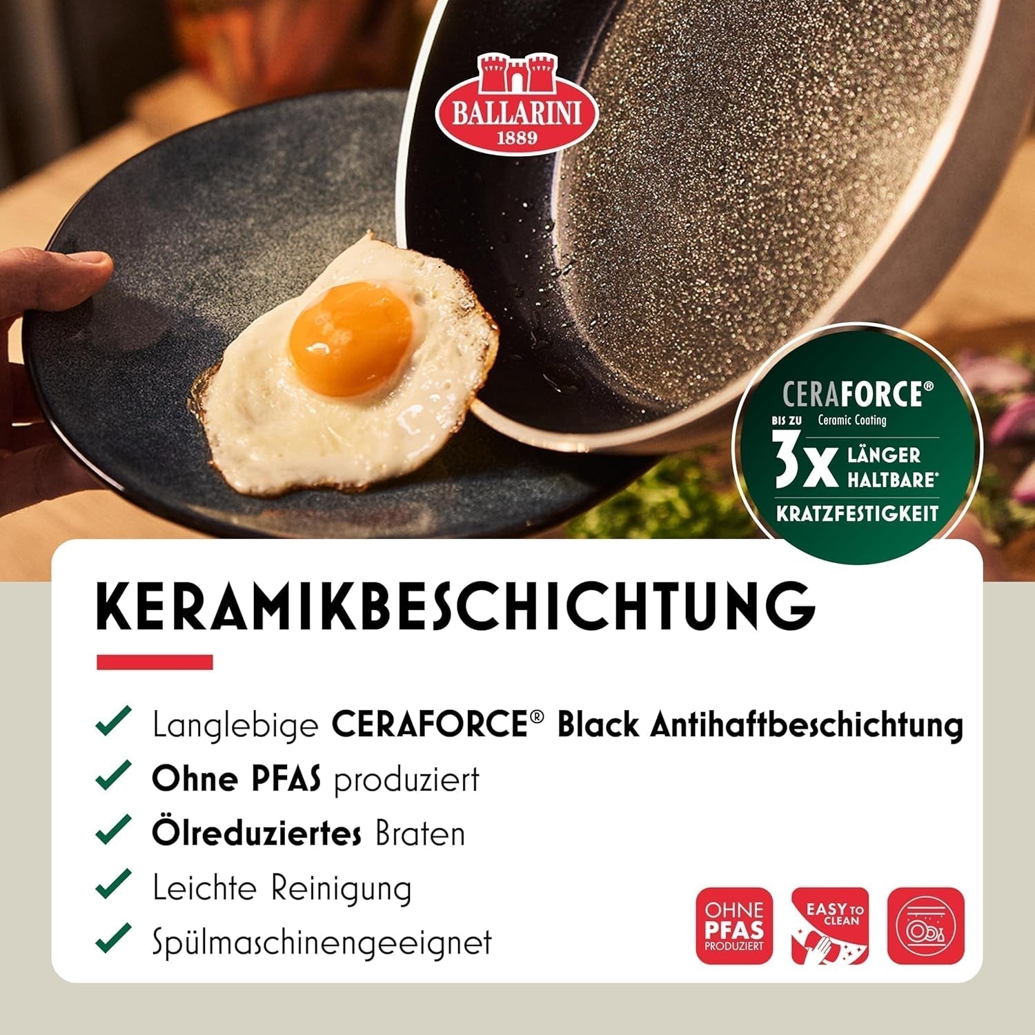Ledro koekenpan, 24 cm, aluminium, geschikt voor inductie, keramische antiaanbaklaag, Thermopoint, Made in Italy, beige Potten en pannen Naty Shop