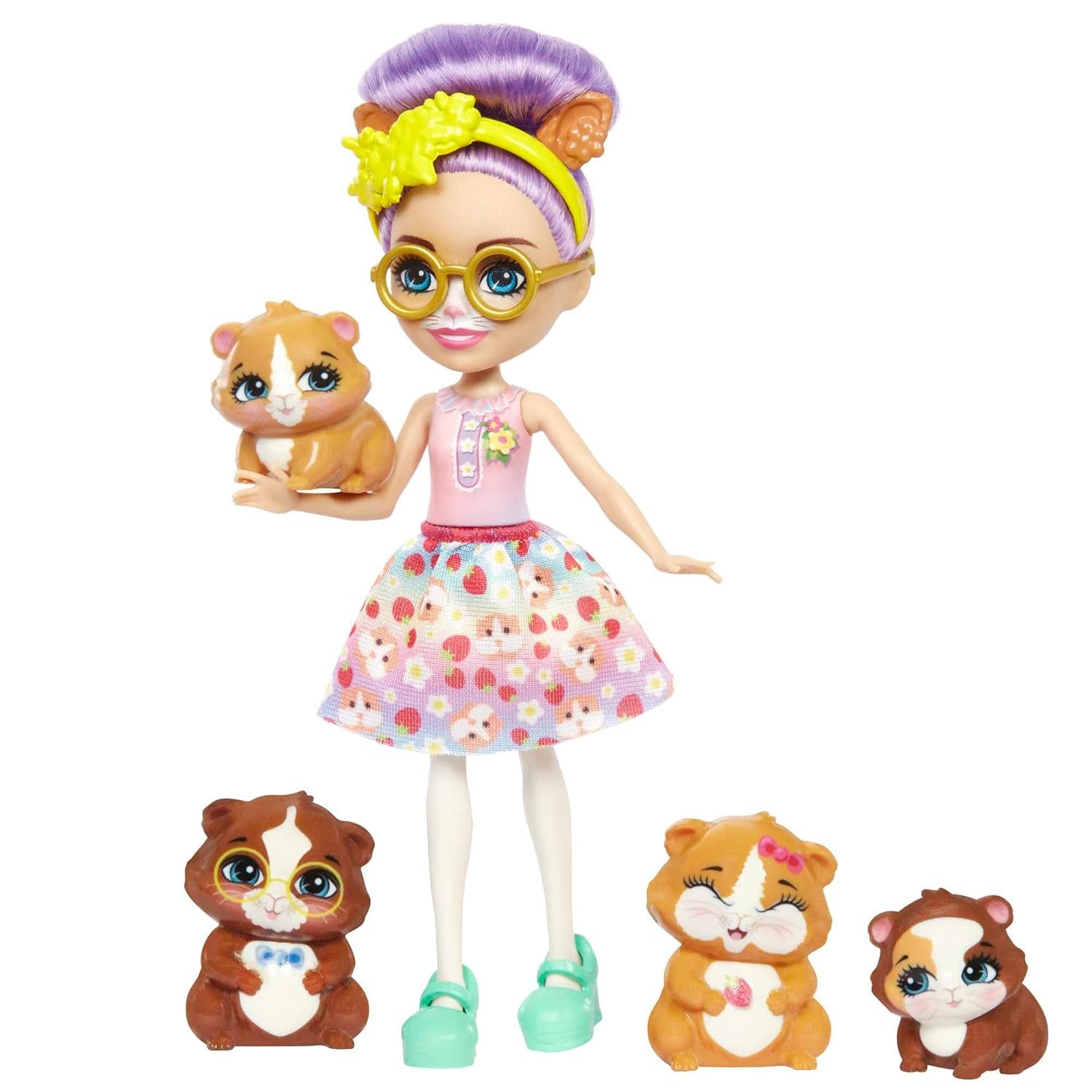 ENCHANTIMALS City Tails Glee Caviafamilie - Caviapoppen met 4 schattige caviafiguren, vanaf 4 jaar, HHB84
