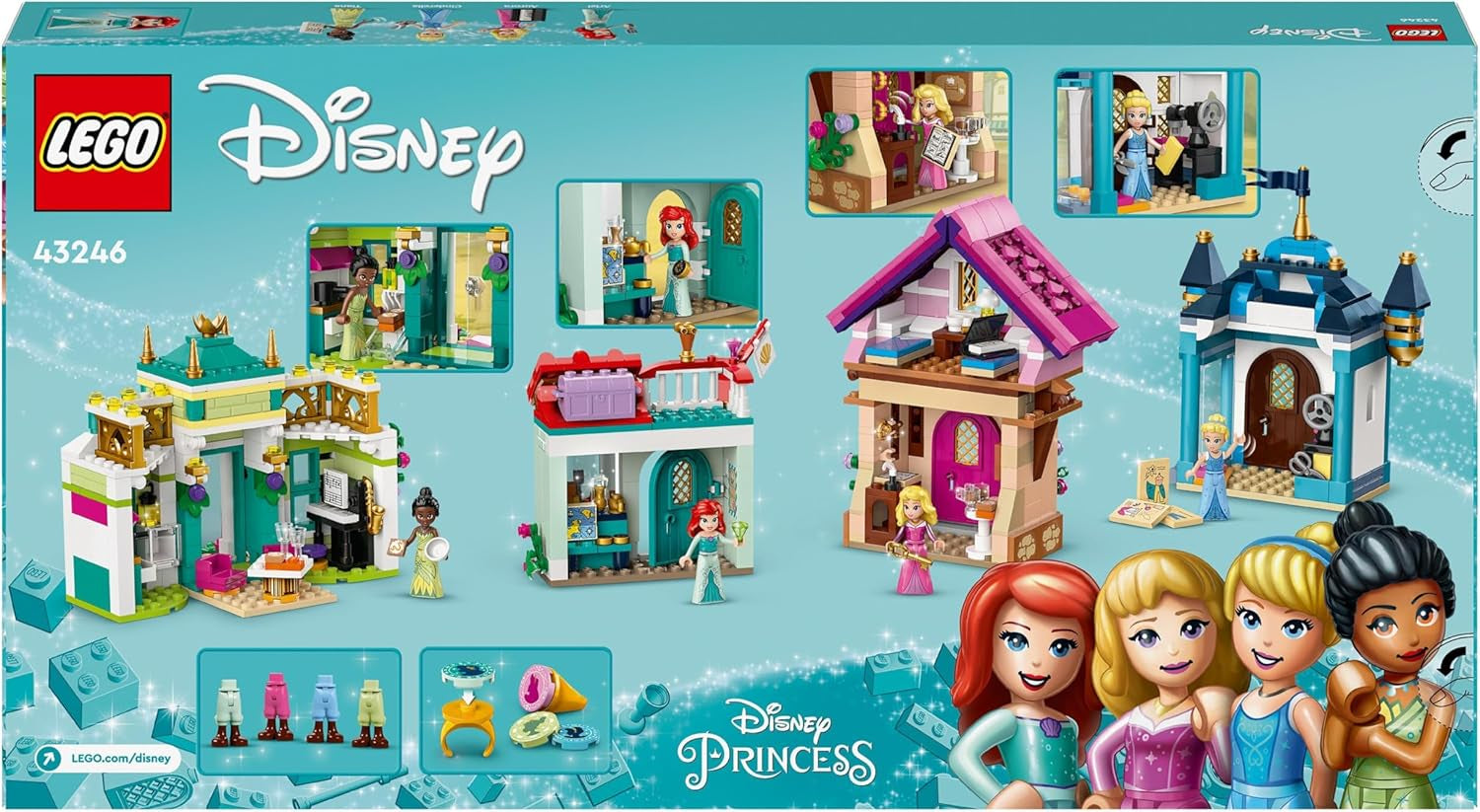 LEGO Disney Princess: Disney Princess Avonturenmarkt, speelgoedhuis met 4 poppen waaronder Assepoester en Ariël, speelset met schatkaart, cadeau voor meisjes en jongens vanaf 6 jaar 43246 Bouwsets Besuche den LEGO-Store