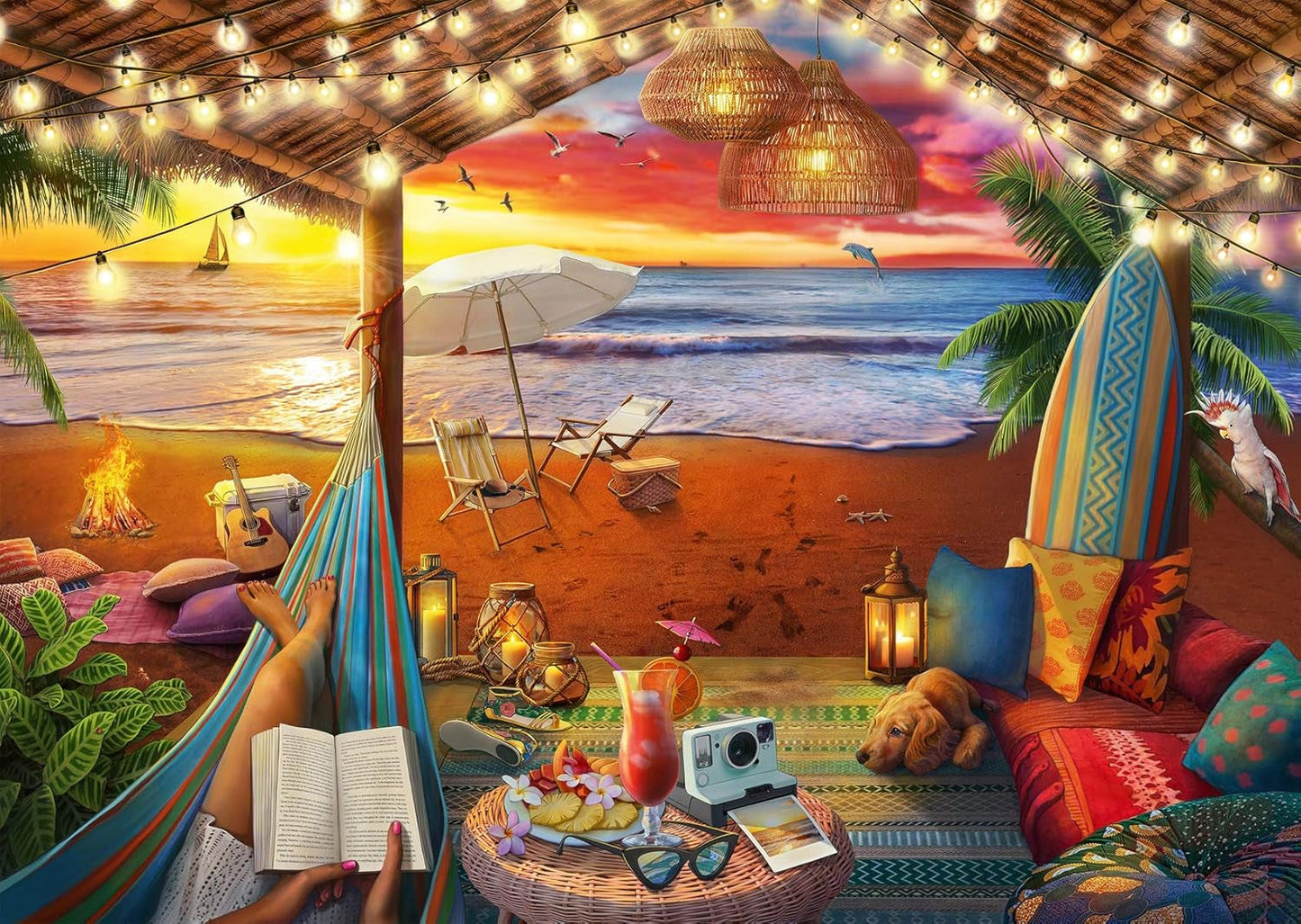 Ravensburger puzzel 16795 - Zonsondergang op het strand - puzzel van 500 stukjes voor volwassenen en kinderen vanaf 10 jaar met grotere puzzelstukken [Exclusief op Amazon] Puzzel Naty Shop Single