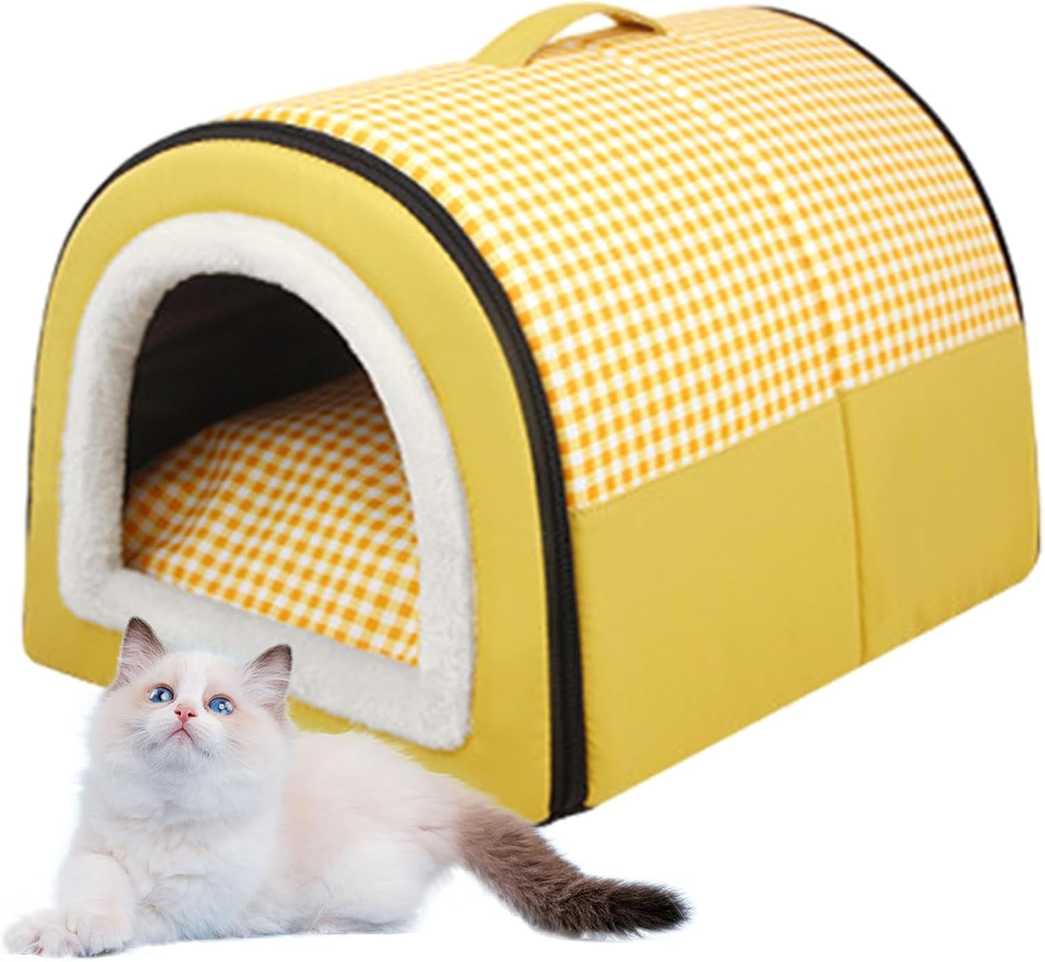 Katzenhöhle | Katzenhaus für Draußen Winterfest | Katzenhöhle Outdoor voor Katzen | Katzenbett Höhle Katzenhaus Mit Abnehmbarem Waschbarem Mat | Wasserdichtes Wetterfestes Katzenbett Innen Draußen