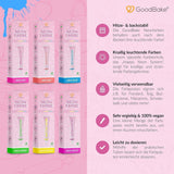 Goodbake Neonlebensmittelfarben 6 Farben Set – Intensieve Lebensmittelfarbe – Lebensmittelfarbpaste – Zum Einfärben Von Torten, Fondant, Botercreme Uvm. – 100% veganistische Naty Shop