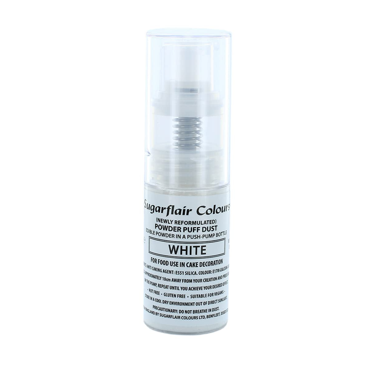 Sugarflair White Pump Powder Spray - Taartdecoratieve kleurstof, spuitbusvrije spray voor taarten, muffins en meer - 10 g