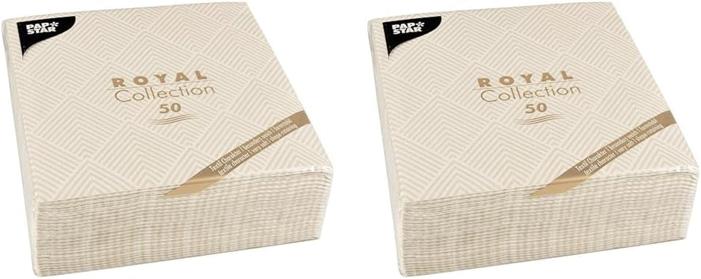 Papstar, 50 servetten "ROYAL Collection" 1/4 vouw 40 Cm X 40 Cm champagne "Elegance", #86497