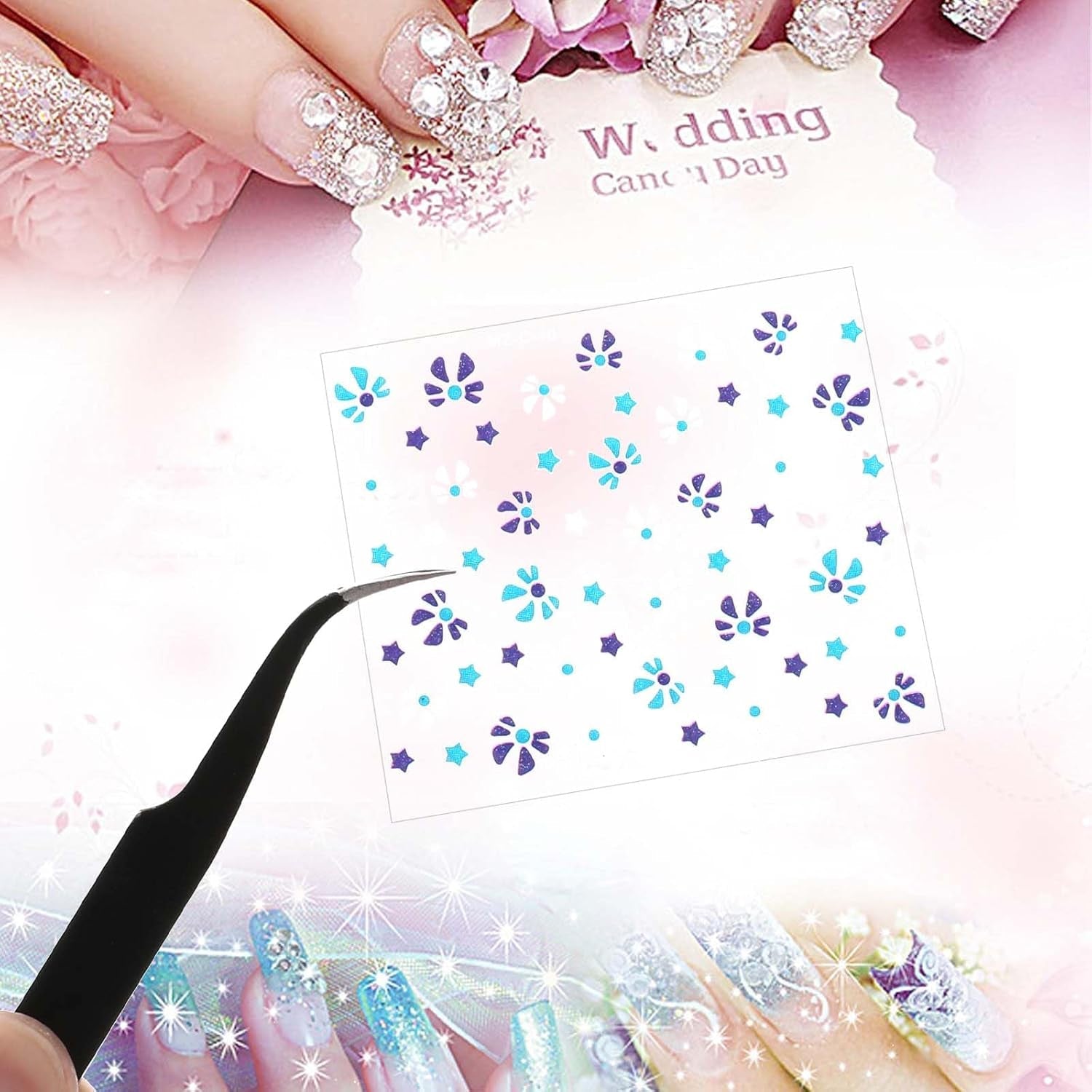 3D Nagelsticker 30 Blatt Nagelsticker Selbstklebend Blumen Blumenherzform Nageldesign Nagelsticker Nageldesign Zubehör Nagelaufkleber Für DIY Decoraties, Maniküre, Handyhüllen