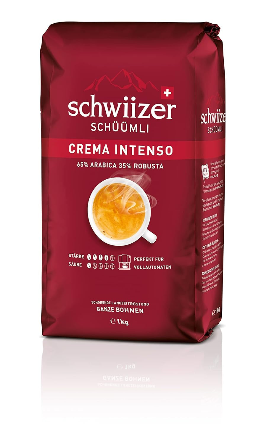 Schwiizer Schüümli Intenso, capsule, gemalen koffie 1kg - Intensiteit 4/5 - UTZ-certificaat (pak van 4)