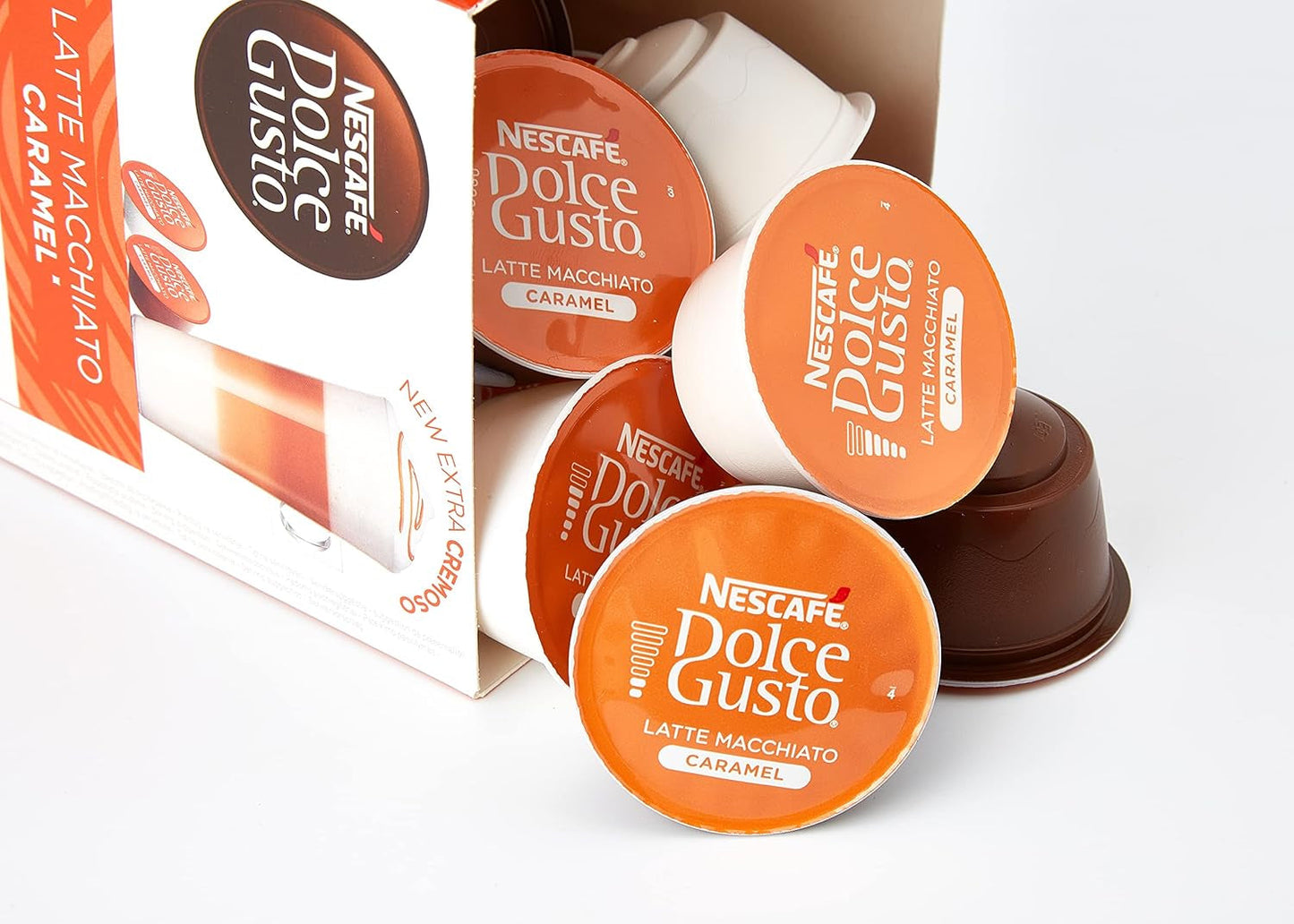 NESCAFÉ Dolce Gusto Latte Macchiato Vorratsbox 90 Kaffeekapseln (Aromatische Espresso en Latte Macchiato Karamel