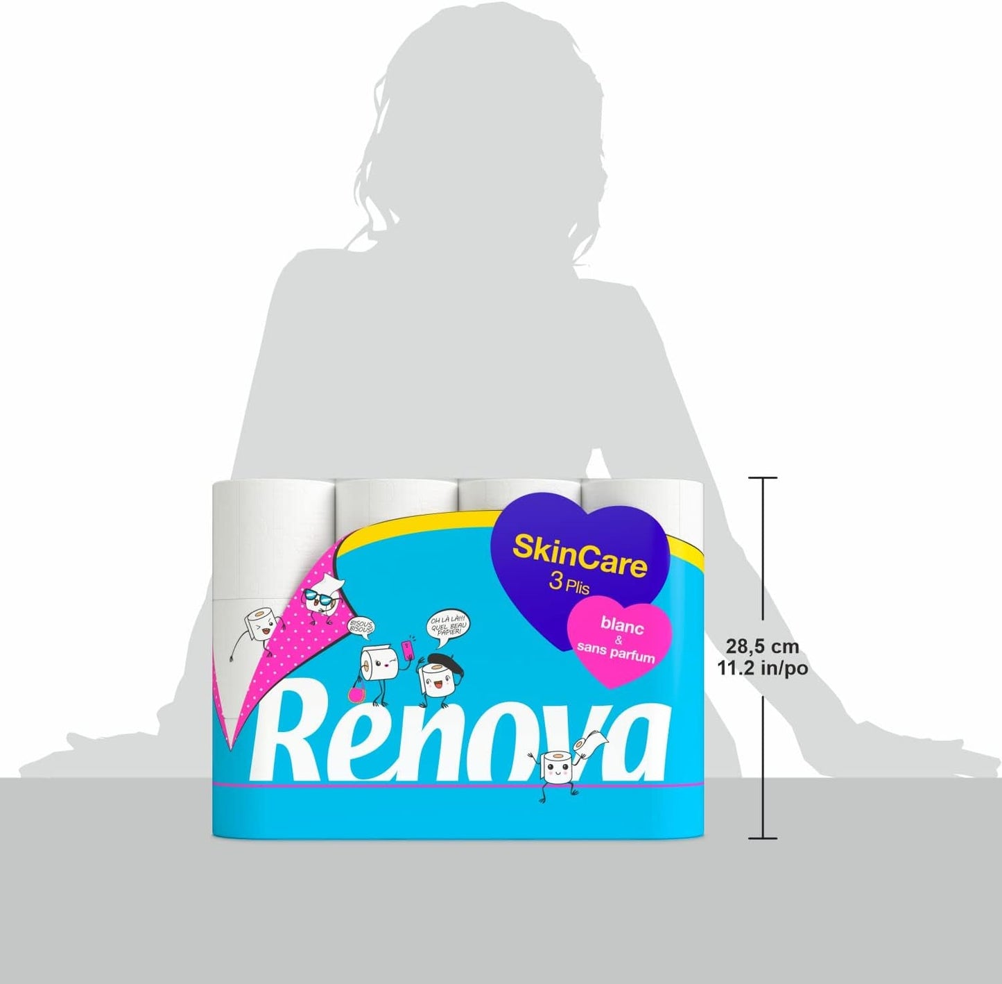 Renova Skincare toiletpapier, 3 lagen, wit, 24 rollen
