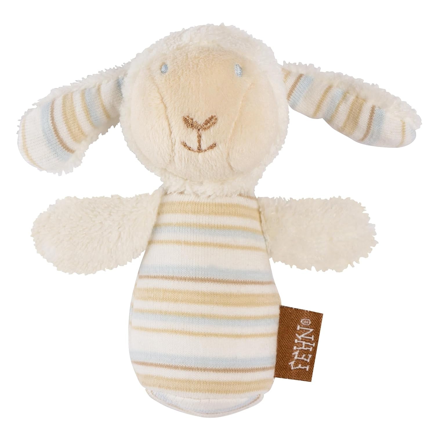 Fehn minirammelaar otter - mini-grijpspeeltje voor het rammelen, betasten en spelen met een dier gemaakt van zachte en knuffelige stof - een trouwe metgezel voor baby's en peuters vanaf 0+ maanden Babyspeelgoed Naty Shop Schaap