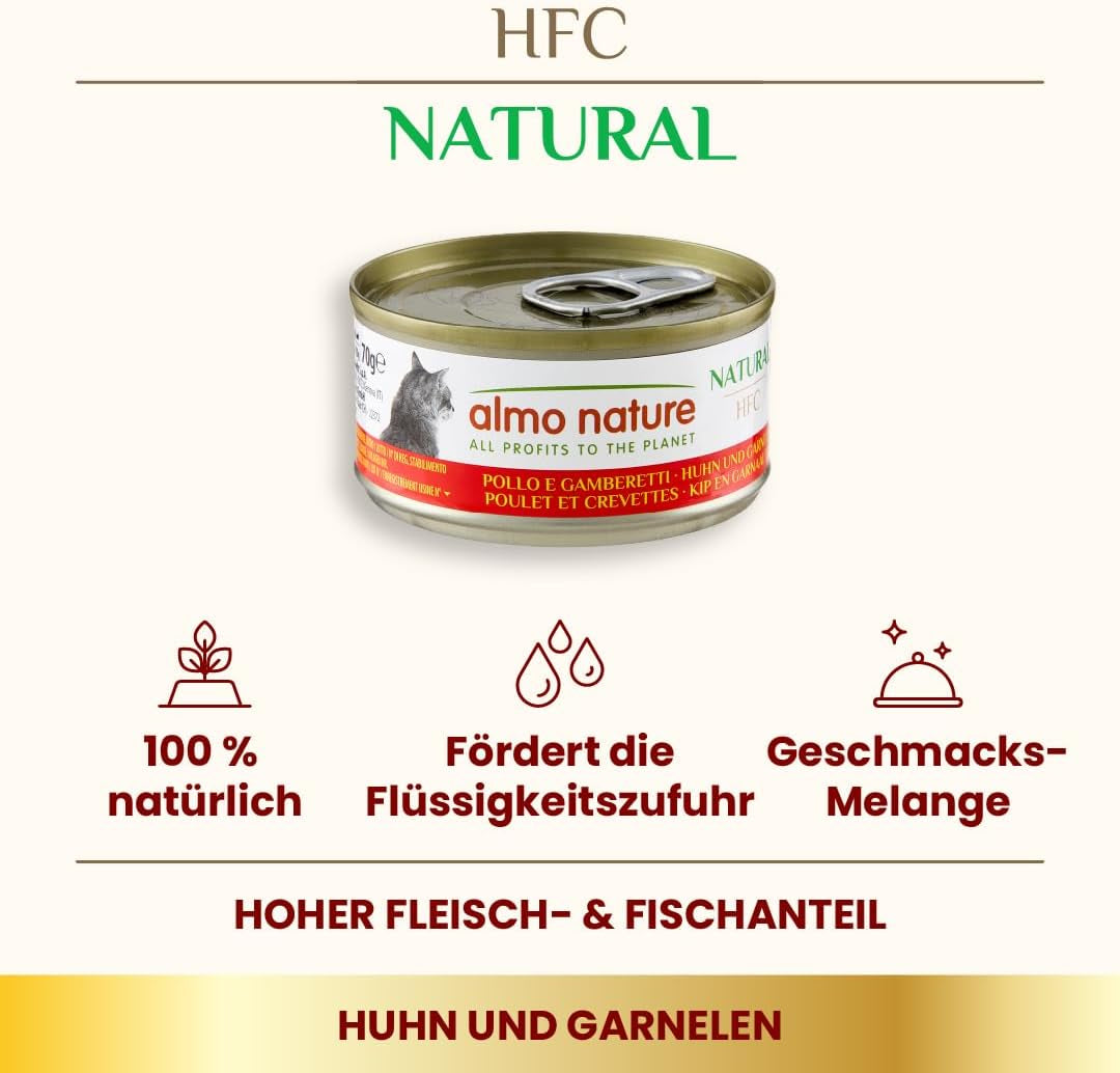 Almo Nature HFC Natuurlijk natvoer voor katten - Diverse recepten met kip - 6 x 70 g