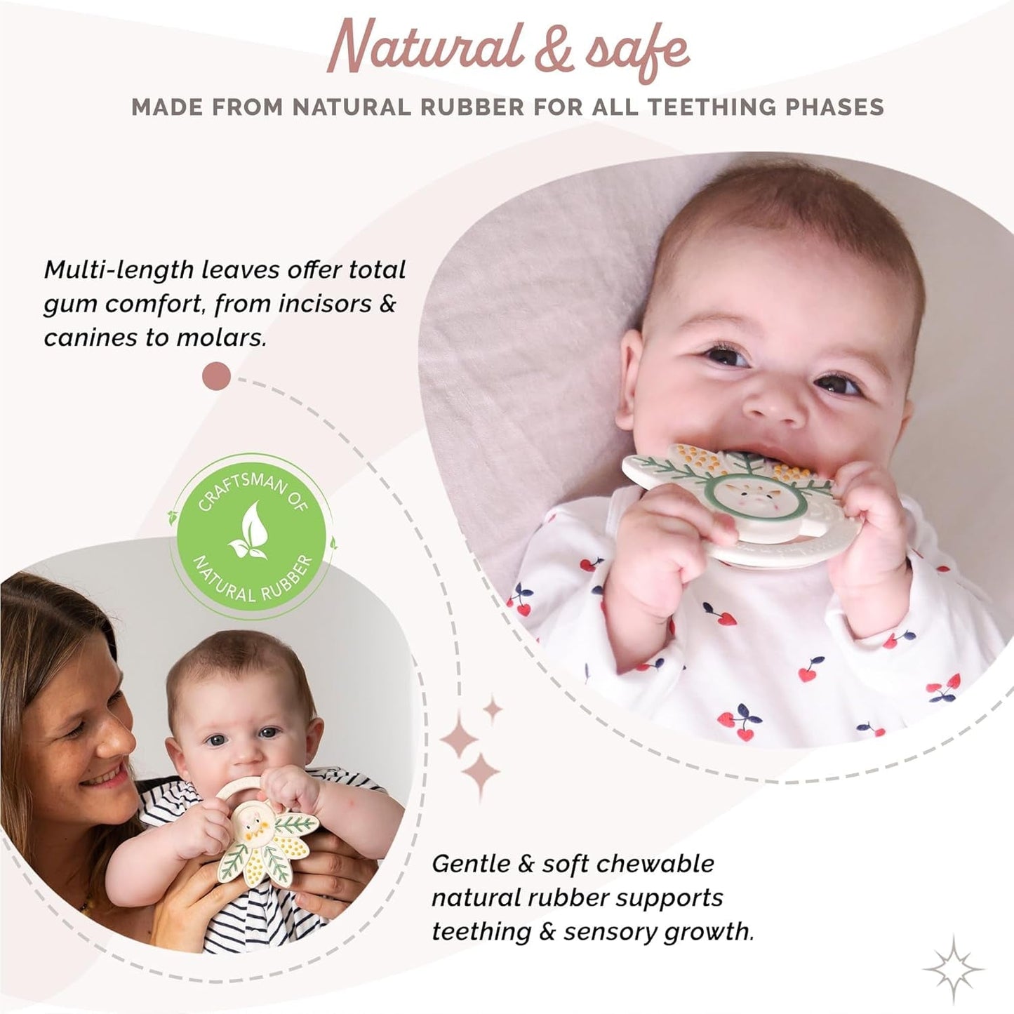 Sophie de Giraf - Bijtring met duizend blaadjes Sophie de Giraf - Kauwspeeltje - Rubber - Diverse texturen - Voor baby's vanaf 0 maanden
