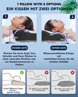 IDEA Kussen, Ergonomisch Orthopedisch Kussen voor Nekpijn, Memory Foam Kussen voor Zij-, Rug- en Buikslapers, Anti-Snurkkussen voor Mannen Vrouwen (62 * 34,5 * 12/8CM) Cervicale Orthopedische Kussens Naty Shop