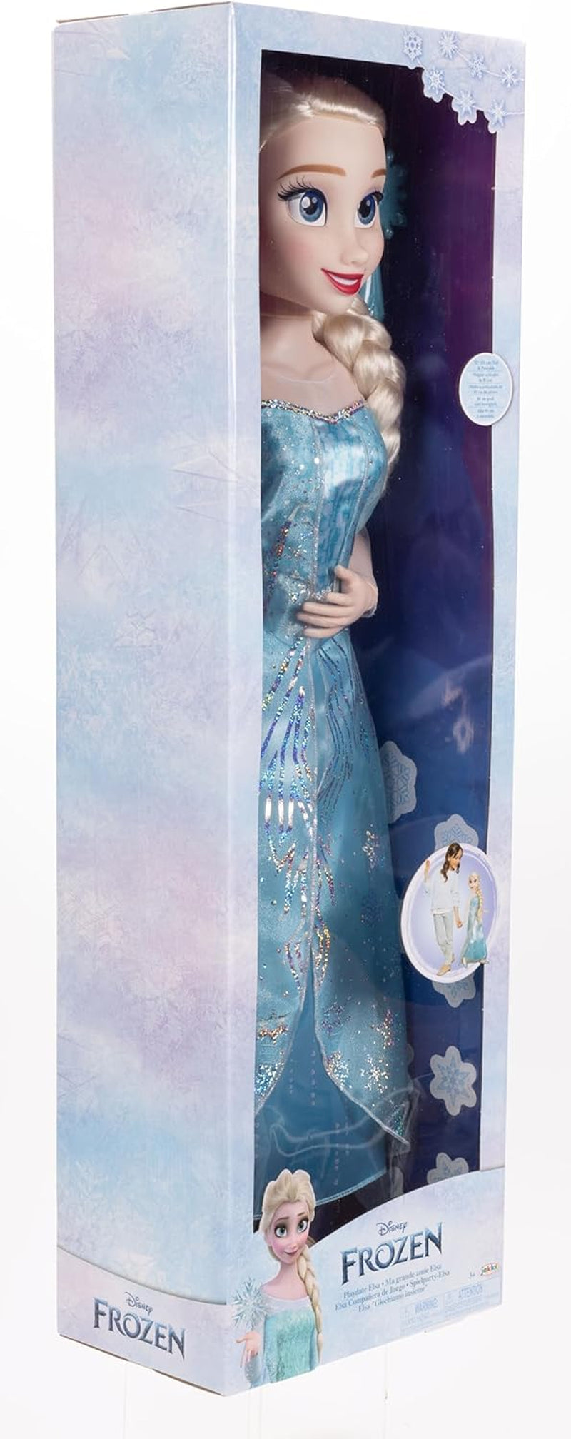Disney Frozen Playdate Elsa gigantische pop 80 cm van Jakks Pacific Volledig gelede pop met 11 scharnierpunten, inclusief haarborstel en accessoires