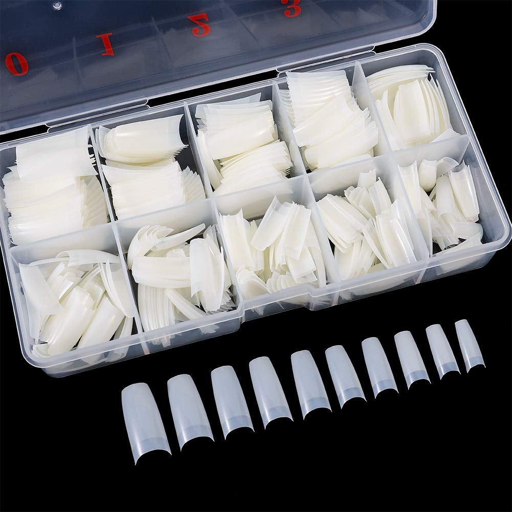 1000 stuks kunstnagels 10 maten Natuurlijke nageltips Kunstmatige Franse nageltips Kunstnageltips Valse nageltips Box Art Tips voor dames meisjes