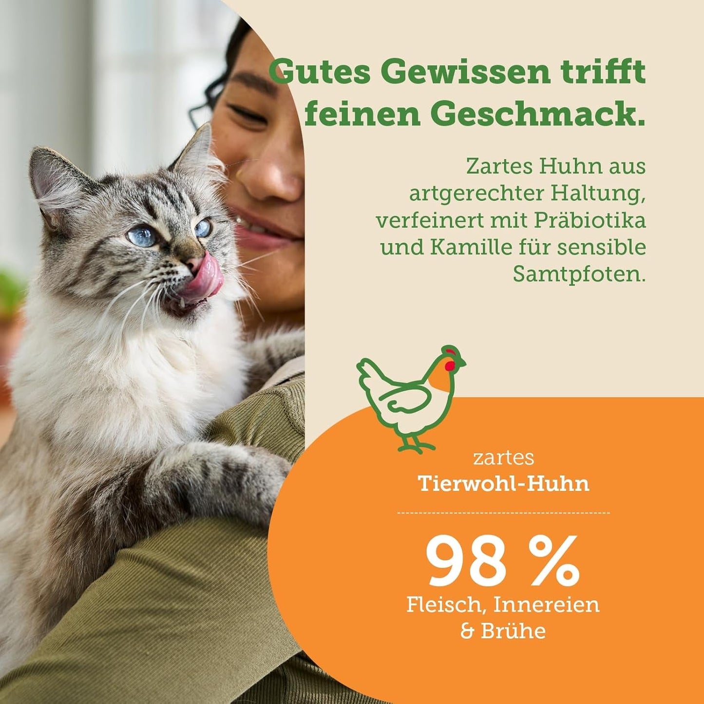 Natvoer voor katten MERA Cats Nature Sensitive met kip 12x85g | Mono-eiwit, suikervrij en graanvrij | Hoog vleesaandeel en licht verteerbaar natvoer voor katten