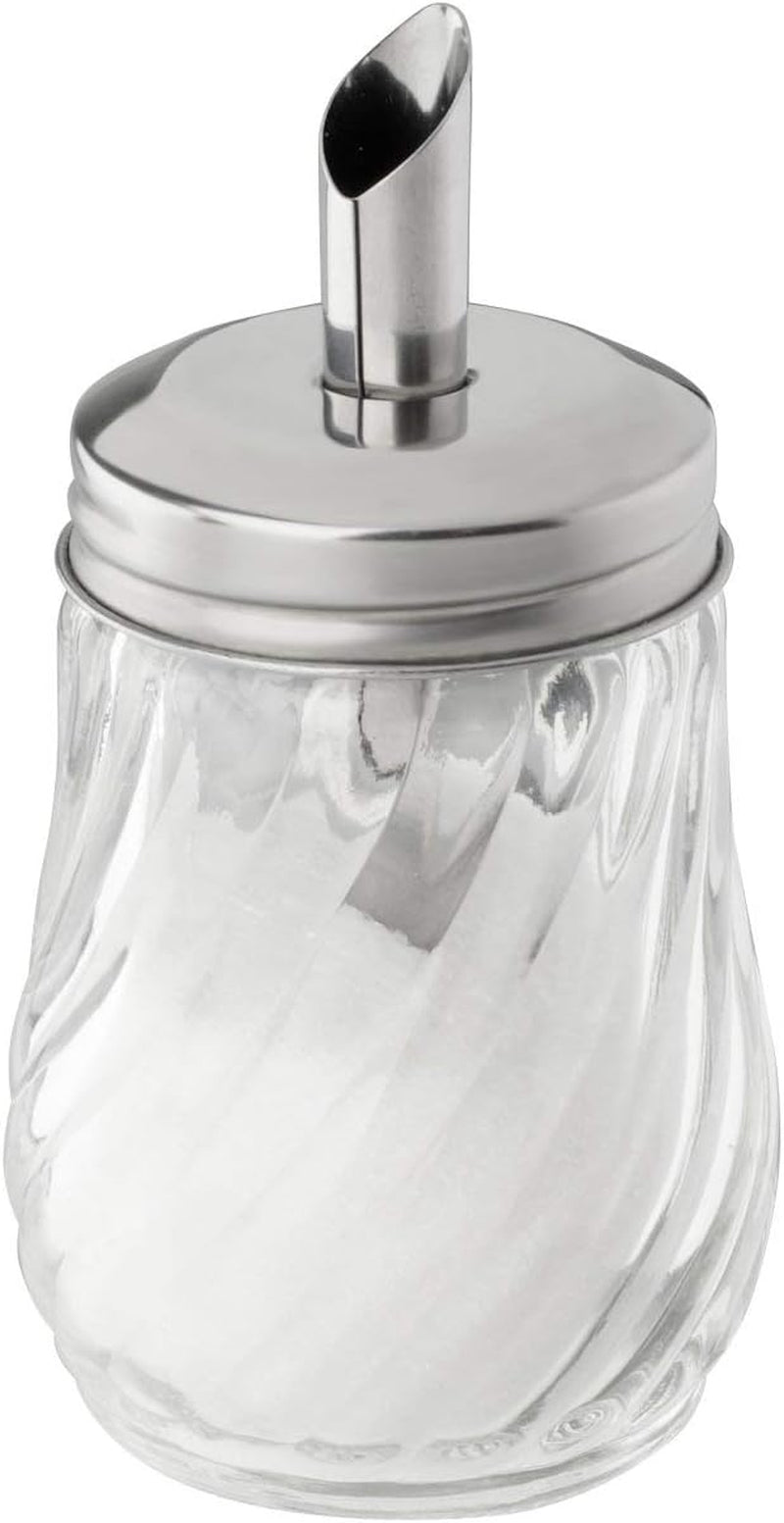 FMprofessional 160ml FLEURETTE suikerdispenser, glazen container, container voor eenvoudige dosering, container voor diverse gelegenheden, hoogwaardige container (kleur: zilver), hoeveelheid: 1 stuk