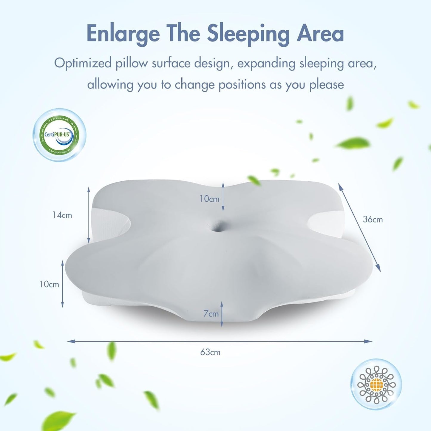 Elegear Memory Foam Kussen met verkoelende kussensloop Nekpijnkussen Zijslaperkussen Ergonomisch kussen Orthopedisch kussen voor zijslaper Rugbuik 63X 10/14 X36Cm Cervicale orthopedische kussens Naty Shop