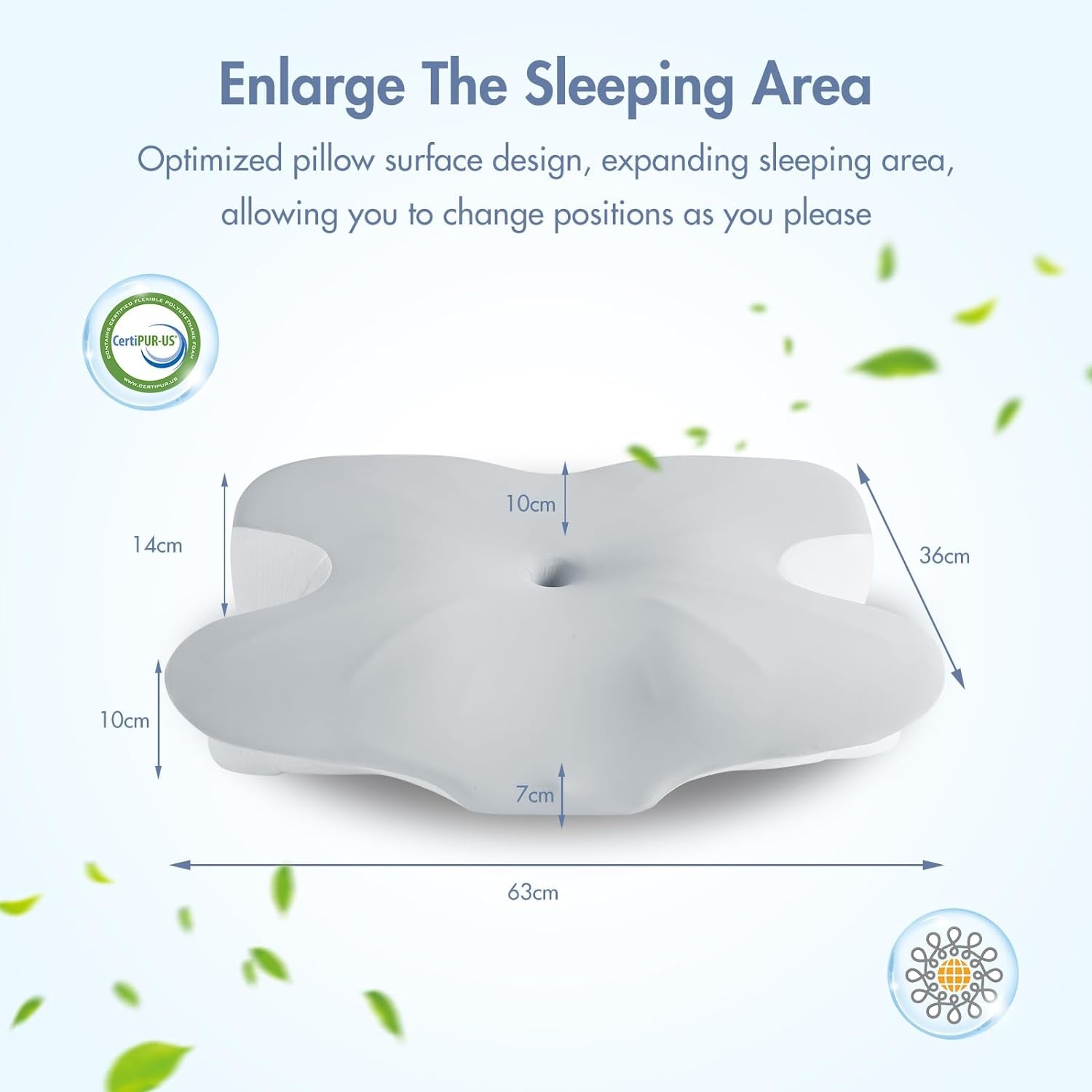 Elegear Memory Foam Kussen met verkoelende kussensloop Nekpijnkussen Zijslaperkussen Ergonomisch kussen Orthopedisch kussen voor zijslaper Rugbuik 63X 10/14 X36Cm Cervicale orthopedische kussens Naty Shop