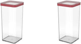 Rotho Loft set van 5 voorraadpotten met deksel, verschillende maten, BPA-vrij voedselplastic (PP), helder/rood, (21,4 x 21,4 x 23,5 cm) Naty Shop voedselbewaardozen 1,5 l (2 stuks)