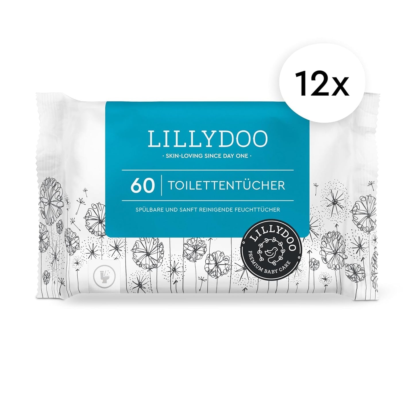 LILLYDOO Toiletdoekjes 720 stuks (12 x 60) 100% plasticvrij Doorspoelbare doekjes Geurvrij