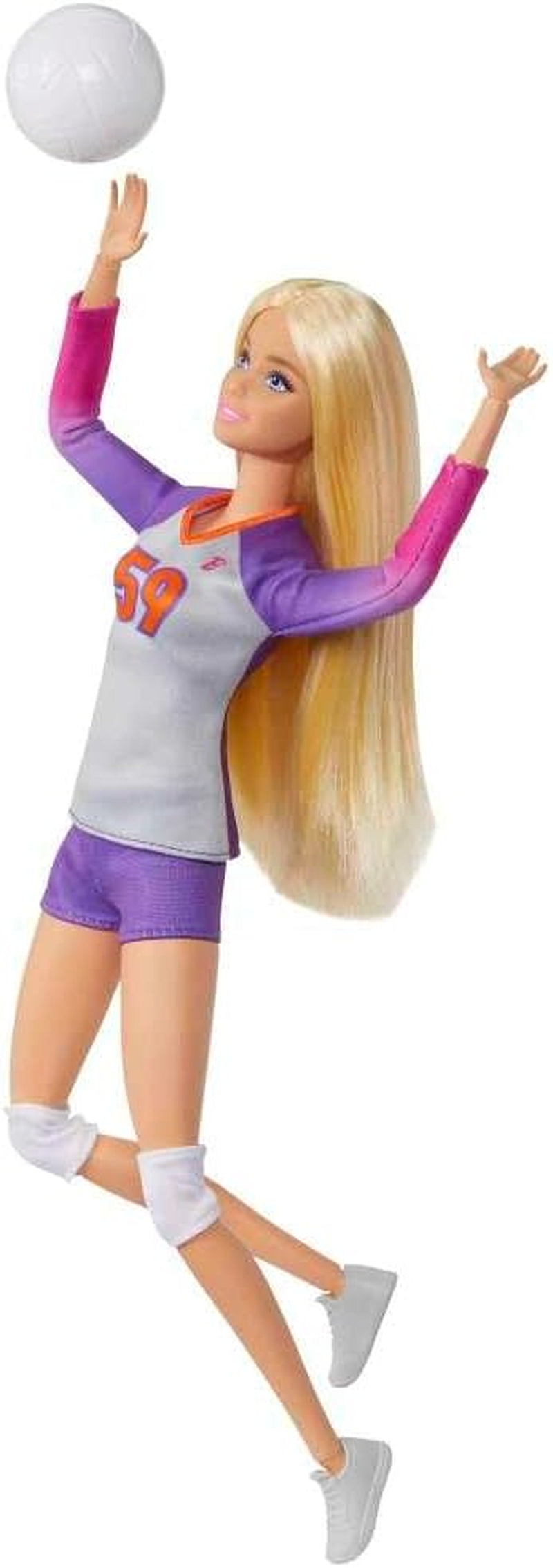 Barbie Made to Move - Volleybalspelerpop met T-shirt en bal - 22 gewrichten voor realistisch spelen, inclusief volleybal en sportkleding, HKT72 Naty Shop-poppen