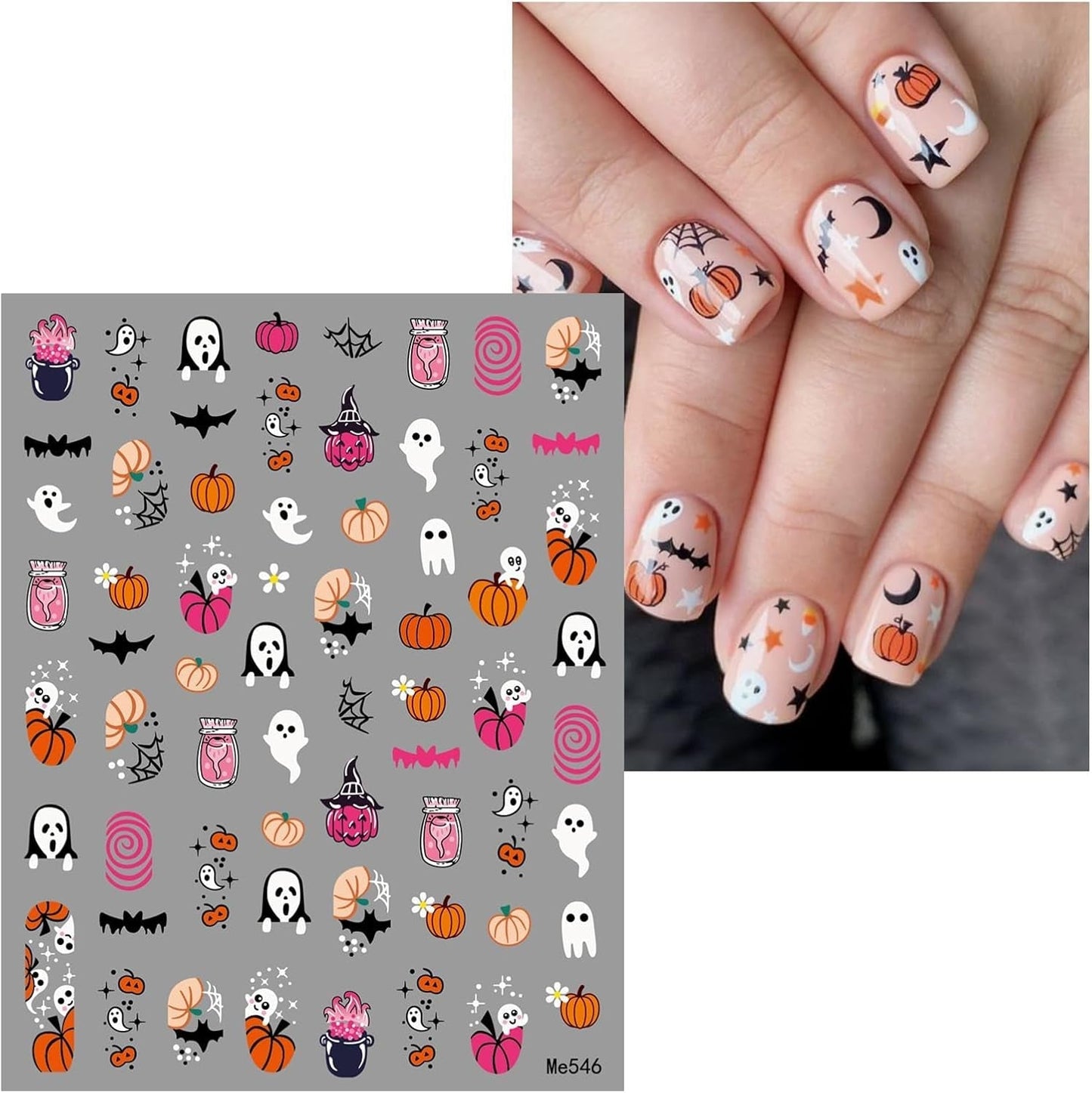 JMEOWIO Nagelsticker Halloween 9 Blatt Nail Art Sticker Selbstklebend Nagelaufkleber Decoratie Nageldesign Zubehör