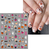 JMEOWIO Nagelsticker Halloween 9 Blatt Nail Art Sticker Selbstklebend Nagelaufkleber Decoratie Nageldesign Zubehör