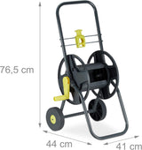 Relaxdays 45m slangenwagen, mobiele tuin- en balkonslanghaspel, met slanggeleider, 76,5x44x41 cm, grijsgeel