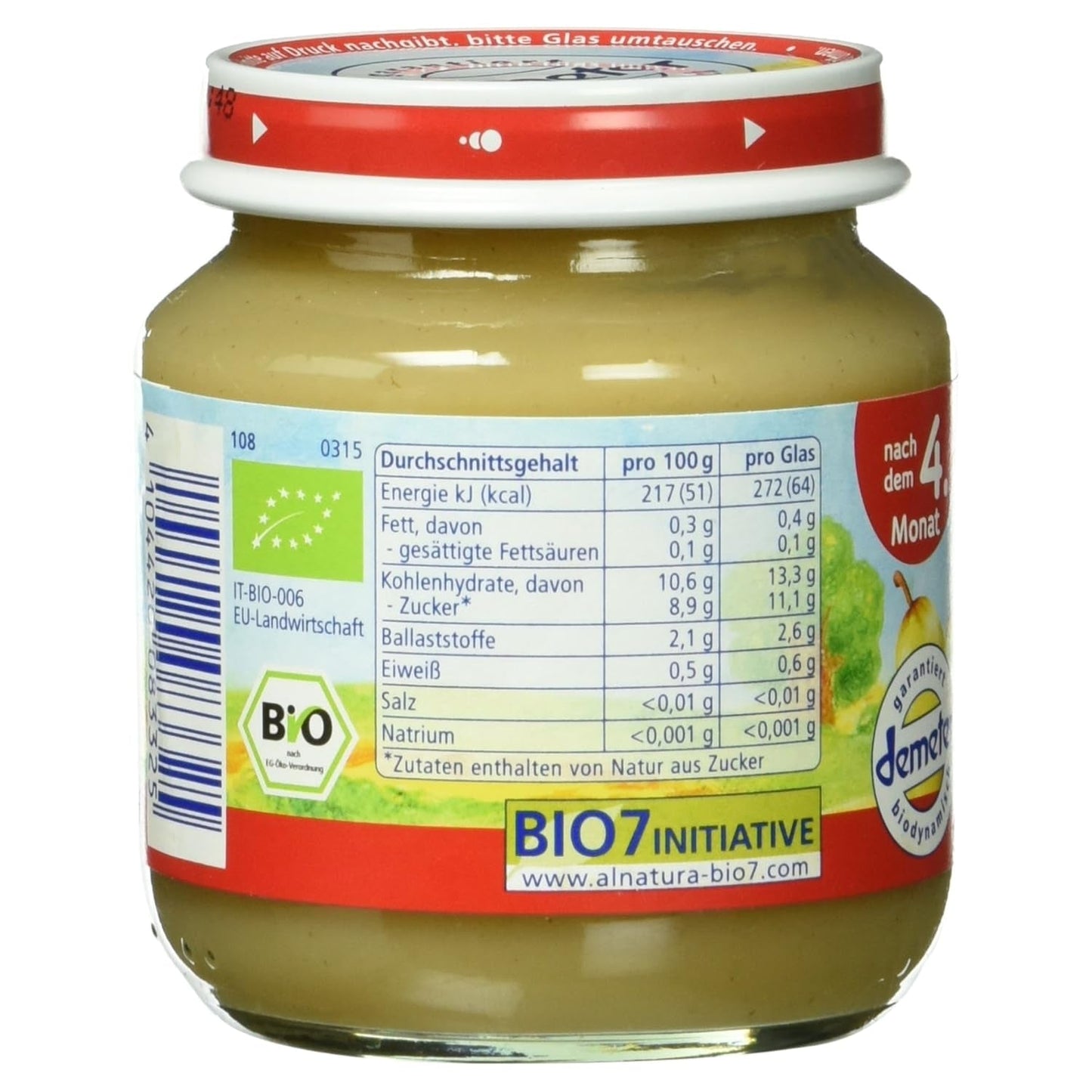 Bio Birne puur, nach dem 4. Monat, 125g