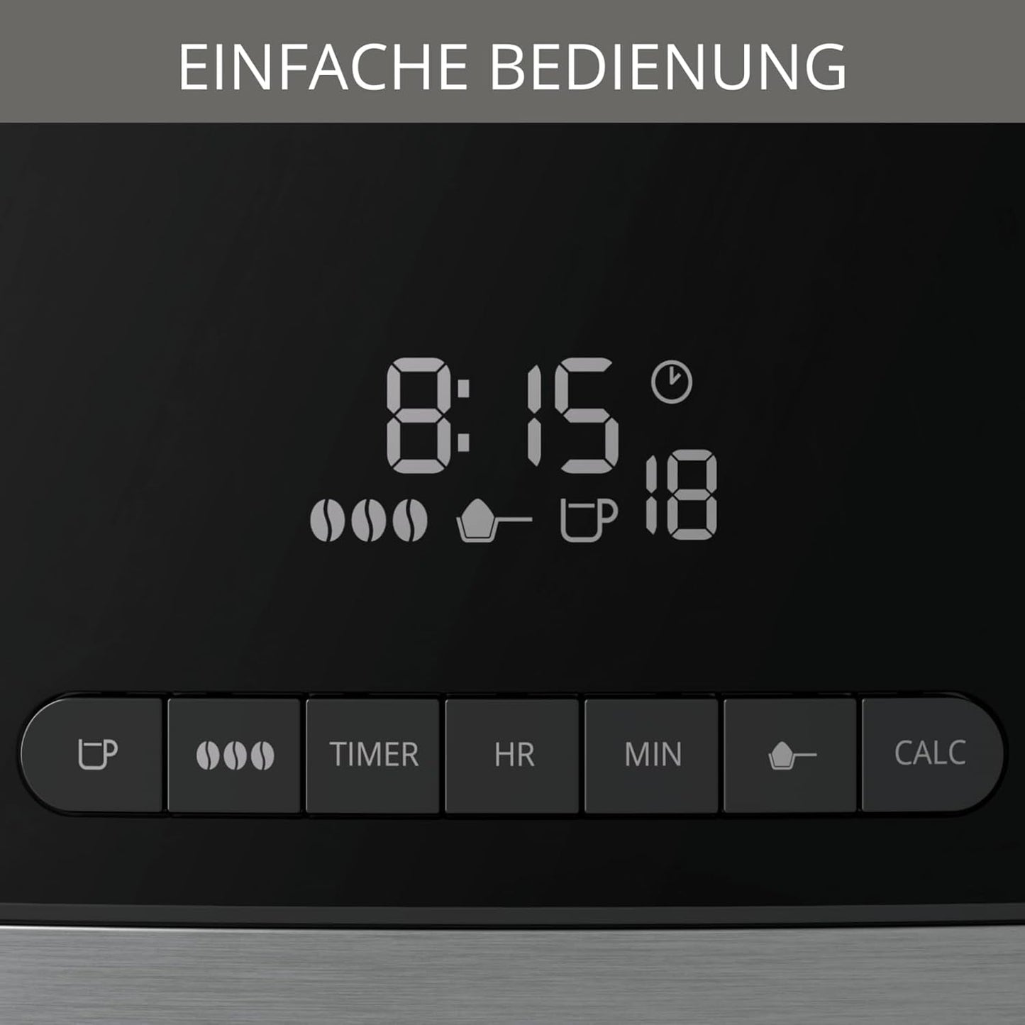 Krups Espressomachine KM8328 Malen met Grinder | 24-uurstimer | Graancontainer 180 g | Capaciteit 1,25 l voor maximaal 15 koppen koffie | Automatische uitschakelfunctie | 3 maalstanden | Zwart