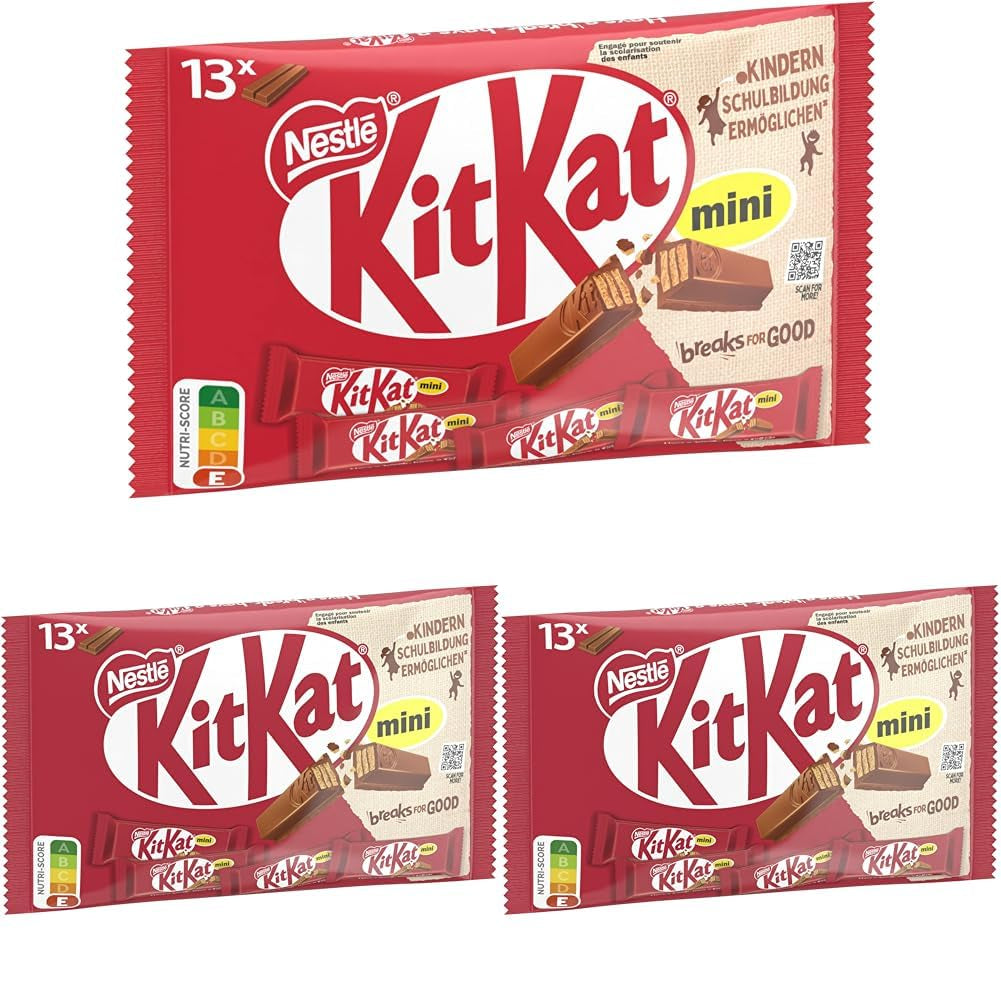Nestlé Mini Chocoladerepen Melkchocolade Krokante Wafelrepen 3 Stuks (1 x 217 g)