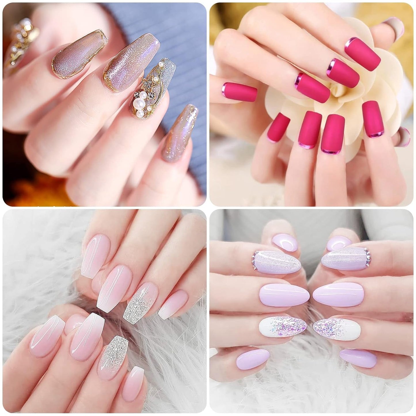 500 stuks Franse kunstnageltips Acryl valse nageltips Set Nagelverlengingen Nageltips Valse nagelaccessoires met 4 stuks nageldesignlijm Gelnagels Natuurlijk