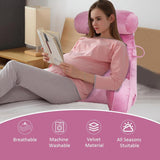 XL-leeskussen voor bed en bank met afneembare nekrol, ideaal rugkussen voor volwassenen met traagschuim voor comfortabel lezen, werken, spelen, tv kijken, ontspannen (roze)